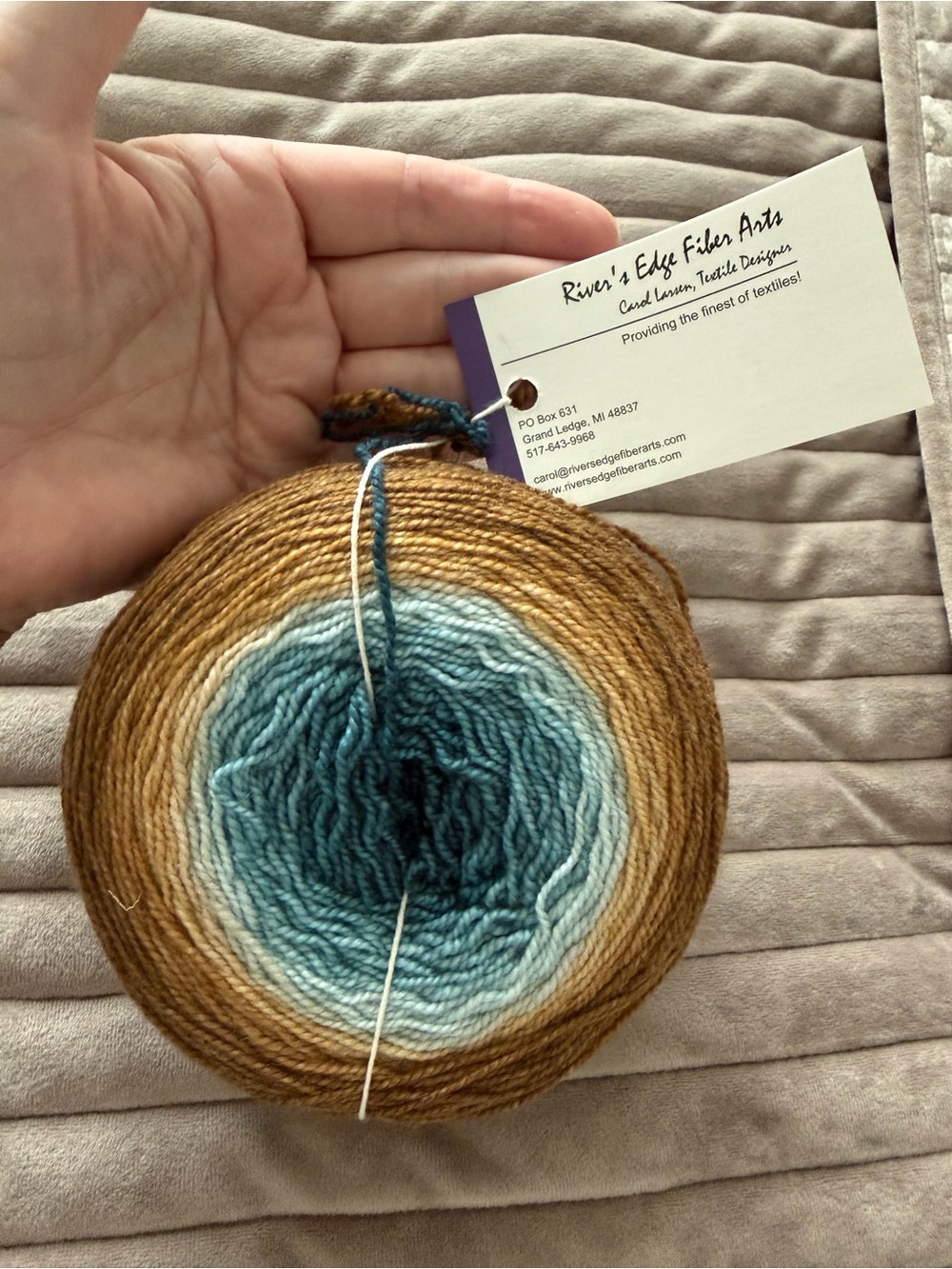 Rivers edge luxury Gradient Yarn Cake in Blue and Brown